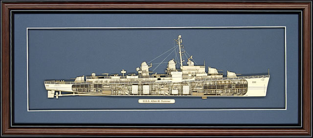 Wood Cutaway Model of USS Allen M. Sumner (DD-692)